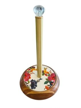 Mackenzie-Childs White Flower Market WOOD Paper Towel Holder